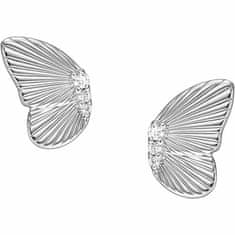 Fossil Slušivé stříbrné náušnice Butterflies s krystaly JFS00621040