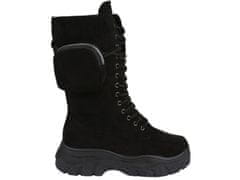 sarcia.eu Černé vysoké semišové kotníkové boty s kapsou VICES 41 EU