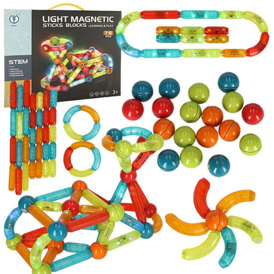 shumee Magnetické bloky pro malé děti, svítící, 76 prvků
