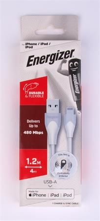 Energizer USB kabel, bílá, USB-A - Lightning (Apple), 1,2 m, 3492548231355
