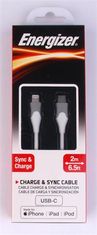 Energizer USB kabel, bílá, USB-C - Lightning (Apple), 2 m, 3492548228171