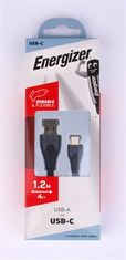 Energizer USB kabel, černá, USB-A - USB-C, 1,2 m, 3492548230662