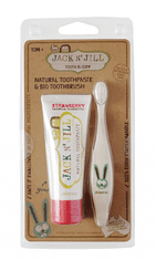 Jack N´ Jill Jack n´Jill dětský zubní kartáček Zajíček + zubní pasta jahoda 50 g dárková sada