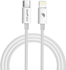 RhinoTech kabel USB-C - Lightning, 27W, 1m, opletený, bílá