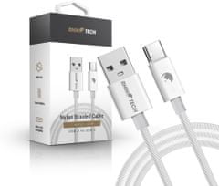 RhinoTech kabel USB-A - USB-C, 27W, 1m, opletený, bílá