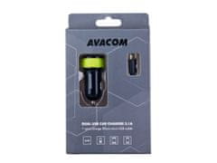 Avacom Nabíječka do auta NACL-2XKG-31A s dvěma USB výstupy 5V/1A - 3,1A, černo-zelená barva