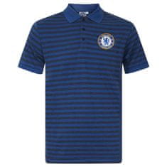 FotbalFans Polo Tričko Chelsea FC, pruhované, znak, poly-bavlna, modrá | XL