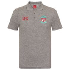 FotbalFans Polo Tričko Liverpool FC, vyšitý znak, poly-bavlna, šedá | XL