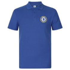 FotbalFans Polo Tričko Chelsea FC, vyšitý znak, polybavlna, královská modrá | XL