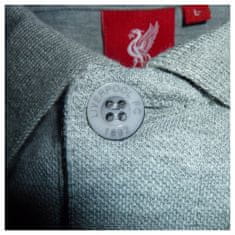 FotbalFans Polo Tričko Liverpool FC, vyšitý znak, poly-bavlna, šedá | XL