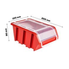 botle Nástěnná police 117x72 cm Kovový úložný systém s držáky na nářadí a 9 stohovací krabice, 120 x 200 x 90 mm barva: červený
