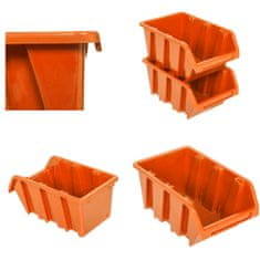 botle Nástěnná police 78x72cm Kovový úložný systém držáky na nářadí 7 krabice oranžový
