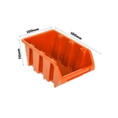 botle Nástěnná police 78x72cm Kovový úložný systém držáky na nářadí 7 krabice oranžový
