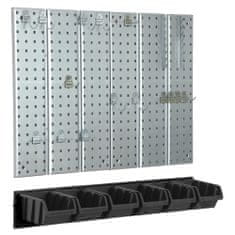 botle Nástěnná police Kovový úložný systém s držáky na nářadí krabice Tool Wall černý
