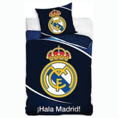 FotbalFans Povlečení Real Madrid CF, Modré, 100% Bavlna, 160x200, 70x80 cm, Zip