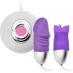 XSARA Dvojitý masturbátor vagíny a klitorisu jako penis + masažér s jazýčkem - 74011180