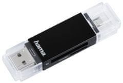 Hama čtečka paměťových karet Basic USB 2.0/micro USB OTG/ SD/microSD/ černá