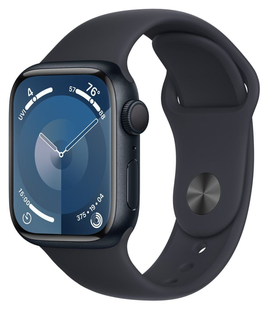 Levně Apple Watch Series 9, 41mm, Midnight, Midnight Sport Band - S/M (MR8W3QC/A)