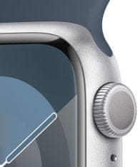 Apple Watch Series 9, 41mm, Silver, Storm Blue Sport Band - M/L (MR913QC/A)