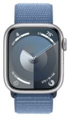 Apple Watch Series 9, 45mm, Silver, Winter Blue Sport Loop (MR9F3QC/A)