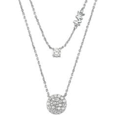 Michael Kors Moderní dvojitý stříbrný náhrdelník Brilliance MKC1591AN040