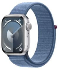 Apple Watch Series 9, 45mm, Silver, Winter Blue Sport Loop (MR9F3QC/A)