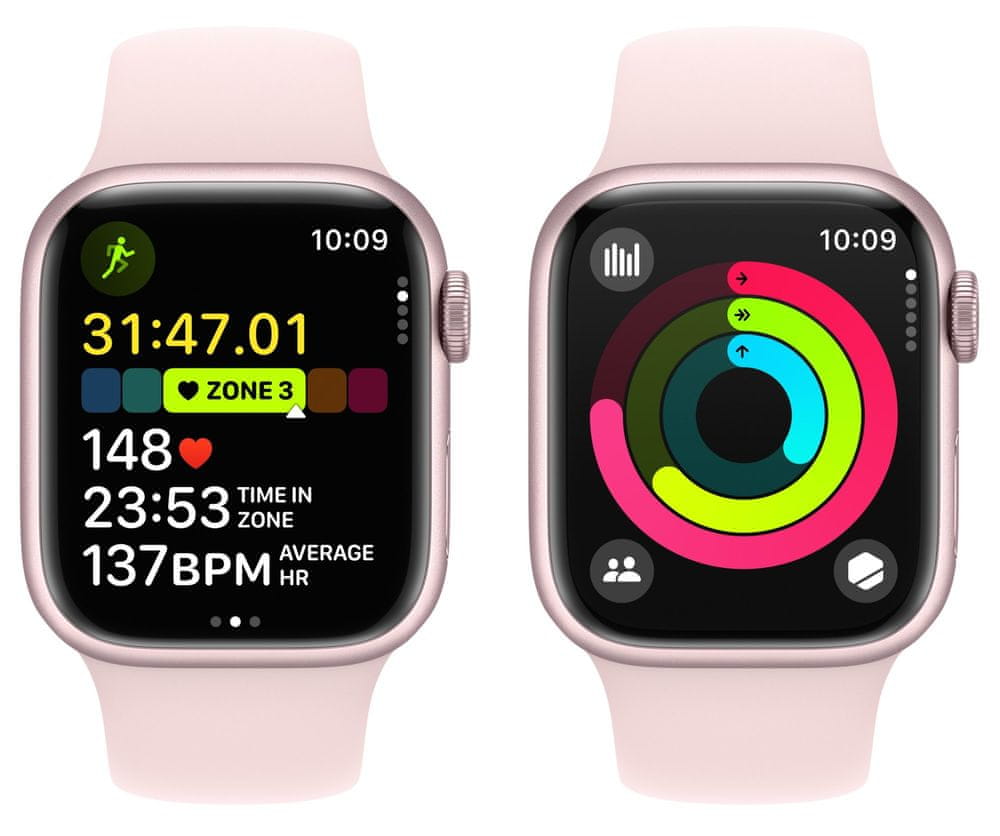 Apple Watch Series 9, 45mm, Pink, Light Pink Sport Band - M/L (MR9H3QC/A)