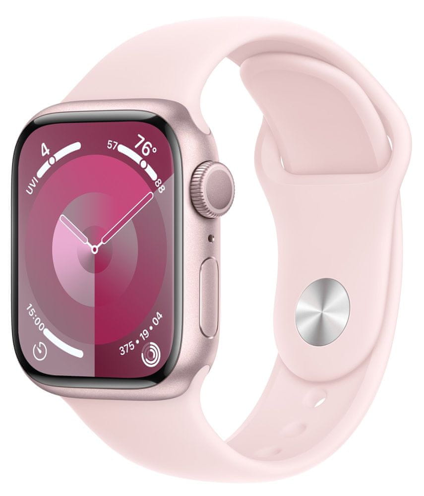 Levně Apple Watch Series 9, 45mm, Pink, Light Pink Sport Band - S/M (MR9G3QC/A)