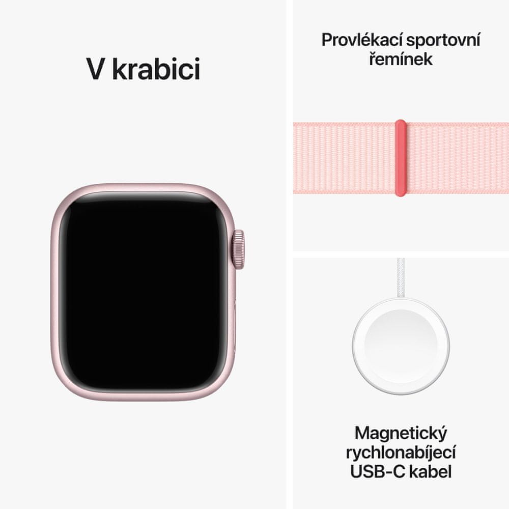 Apple Watch Series 9, 45mm, Pink, Light Pink Sport Loop (MR9J3QC/A)