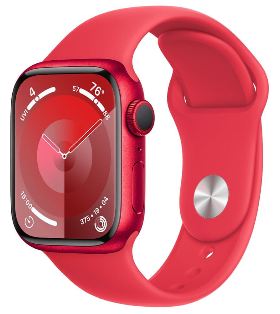 Levně Apple Watch Series 9, 41mm, (PRODUCT)RED, (PRODUCT)RED Sport Band - M/L (MRXH3QC/A)
