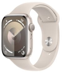 Apple Watch Series 9, 45mm, Starlight, Starlight Sport Band - S/M (MR963QC/A)