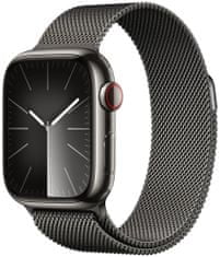 Apple Watch Series 9, Cellular, 41mm, Graphite Stainless Steel, Graphite Milanese Loop (MRJA3QC/A)