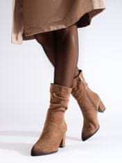 Vinceza Jedinečné dámské kotníčkové boty hnědé na širokém podpatku + Ponožky Gatta Calzino Strech, odstíny hnědé a béžové, 39