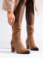 Vinceza Jedinečné dámské kotníčkové boty hnědé na širokém podpatku + Ponožky Gatta Calzino Strech, odstíny hnědé a béžové, 39