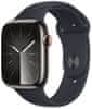 Watch Series 9, Cellular, 45mm, Graphite Stainless Steel, Midnight Sport Band - S/M (MRMV3QC/A)