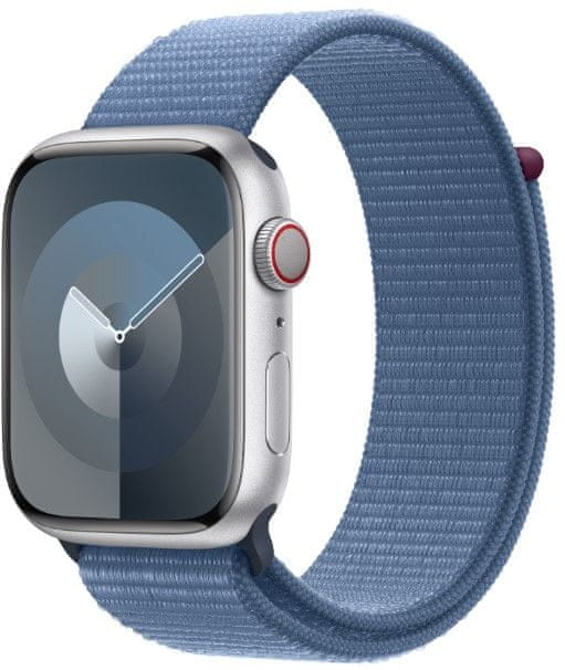 Levně Apple Watch Series 9, Cellular, 41mm, Silver, Winter Blue Sport Loop (MRHX3QC/A)
