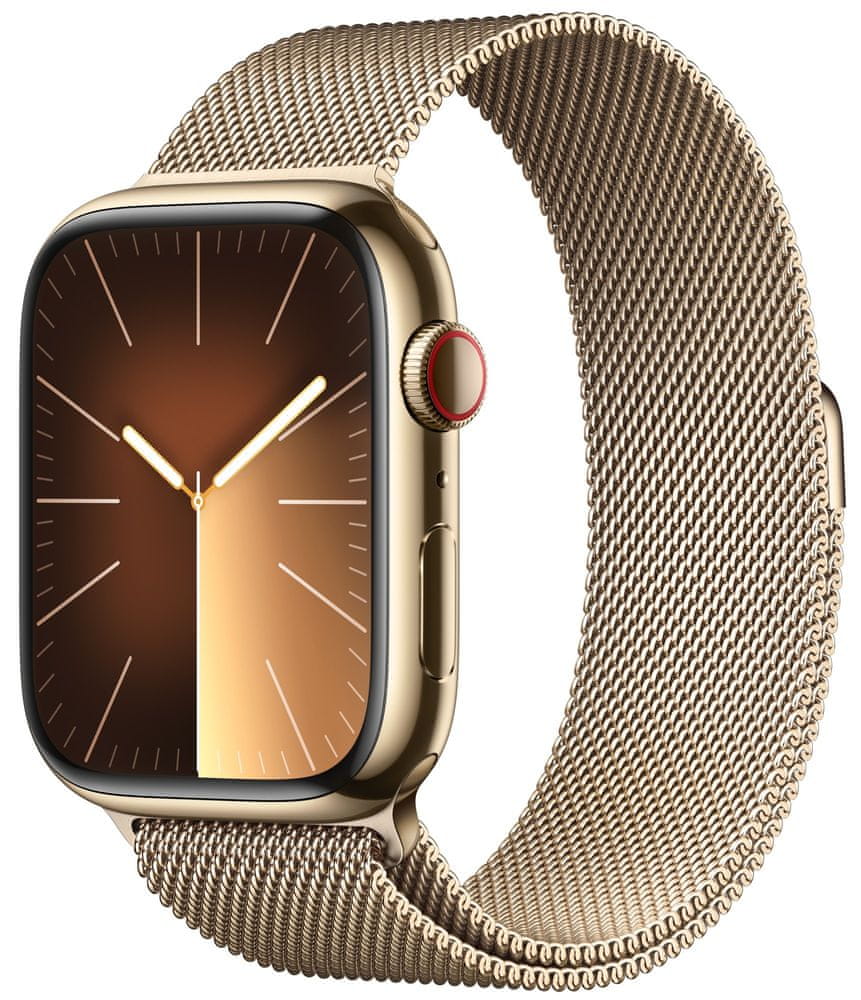 Levně Apple Watch Series 9, Cellular, 45mm, Gold Stainless Steel, Gold Loop (MRMU3QC/A)