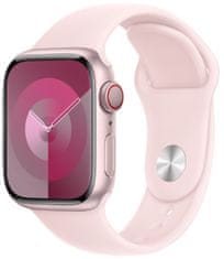 Apple Watch Series 9, Cellular, 41mm, Pink, Light Pink Sport Band - S/M (MRHY3QC/A)