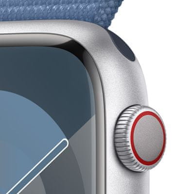 Apple Watch Series 9 Cellular okosóra eSIM funkció esim kétirányú kommunikáció, 45mm, Apple Pay Retina kijelző vízállóság WR50 úszáshoz autóbaleset érzékelés új funkciók alvási fázis SOS hívás porálló gyorsulásmérő GPS mindig bekapcsolva EKG pulzusmérés zenelejátszó hívás értesítések NFC fizetés Apple Pay zajszint mérés App Store vér oxigénszint érzékelő szenzor fizikai erőnlét mérés VO2 max automatikus segélyhívás