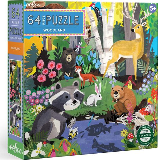 eeBoo Čtvercové puzzle Les 64 dílků