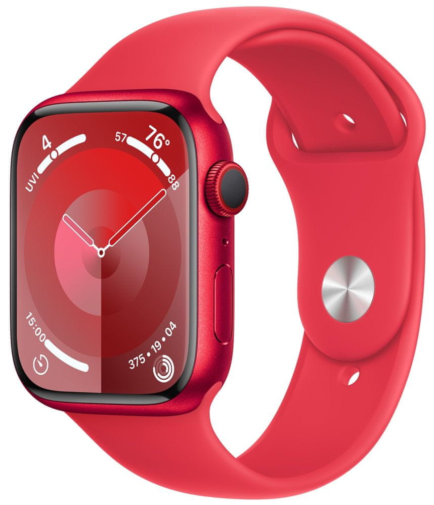 Levně Apple Watch Series 9, Cellular, 45mm, (PRODUCT)RED, (PRODUCT)RED Sport Band - S/M (MRYE3QC/A)