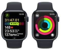 Apple Watch Series 9, Cellular, 45mm, Midnight, Midnight Sport Band - S/M (MRMC3QC/A) - zánovní