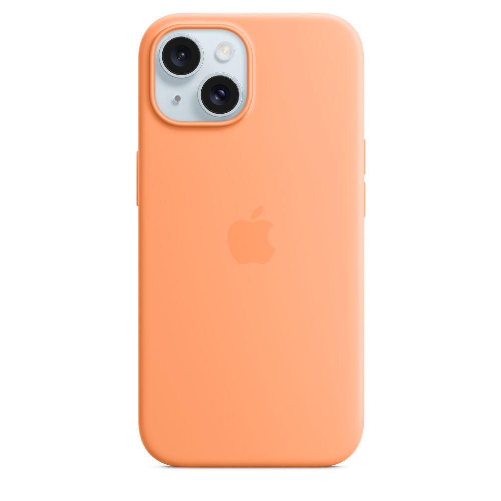 Levně Apple iPhone 15 Silicone Case with MagSafe - Orange Sorbet