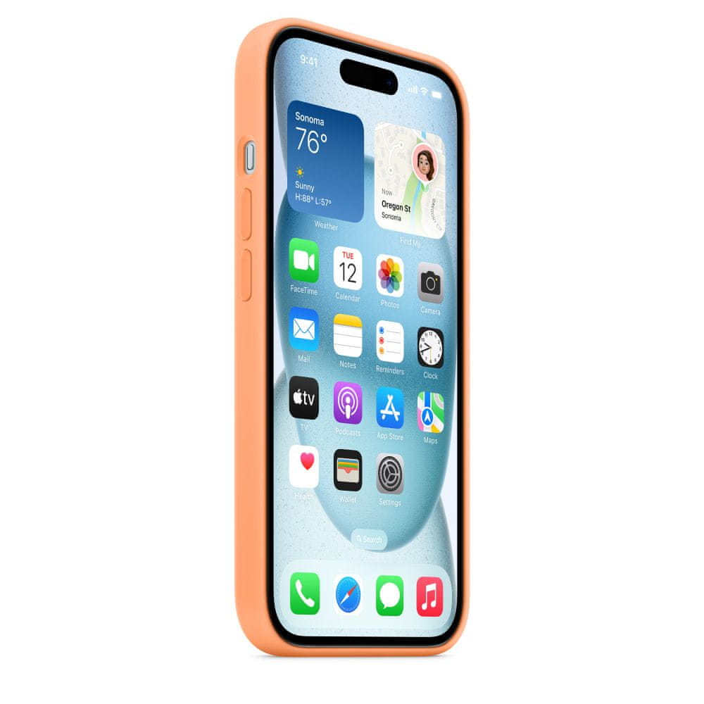 Apple iPhone 15 szilikon tok MagSafe készülékkel - narancssárga Sorbet