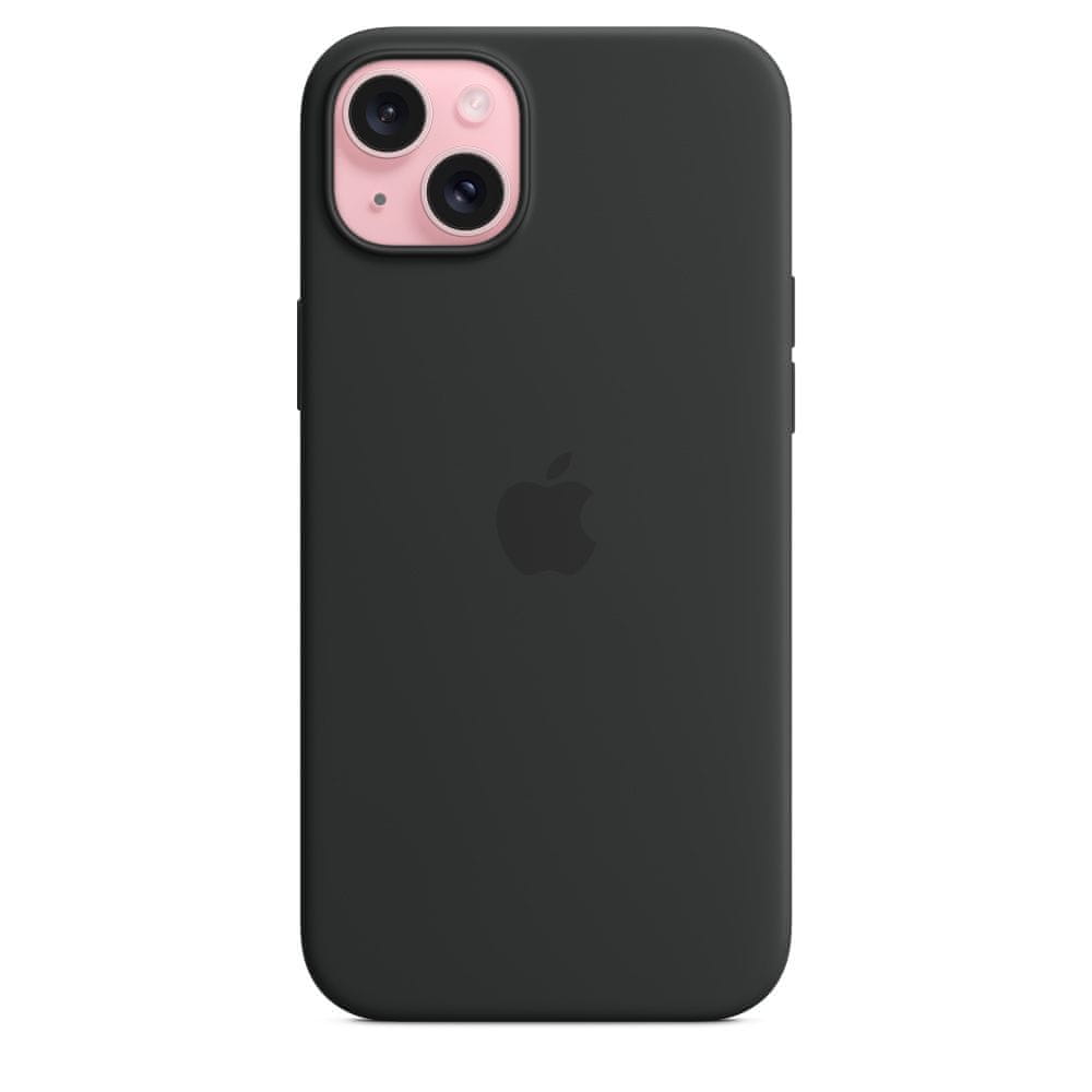 Apple iPhone 15 Plus szilikon tok MagSafe-zárral - Fekete