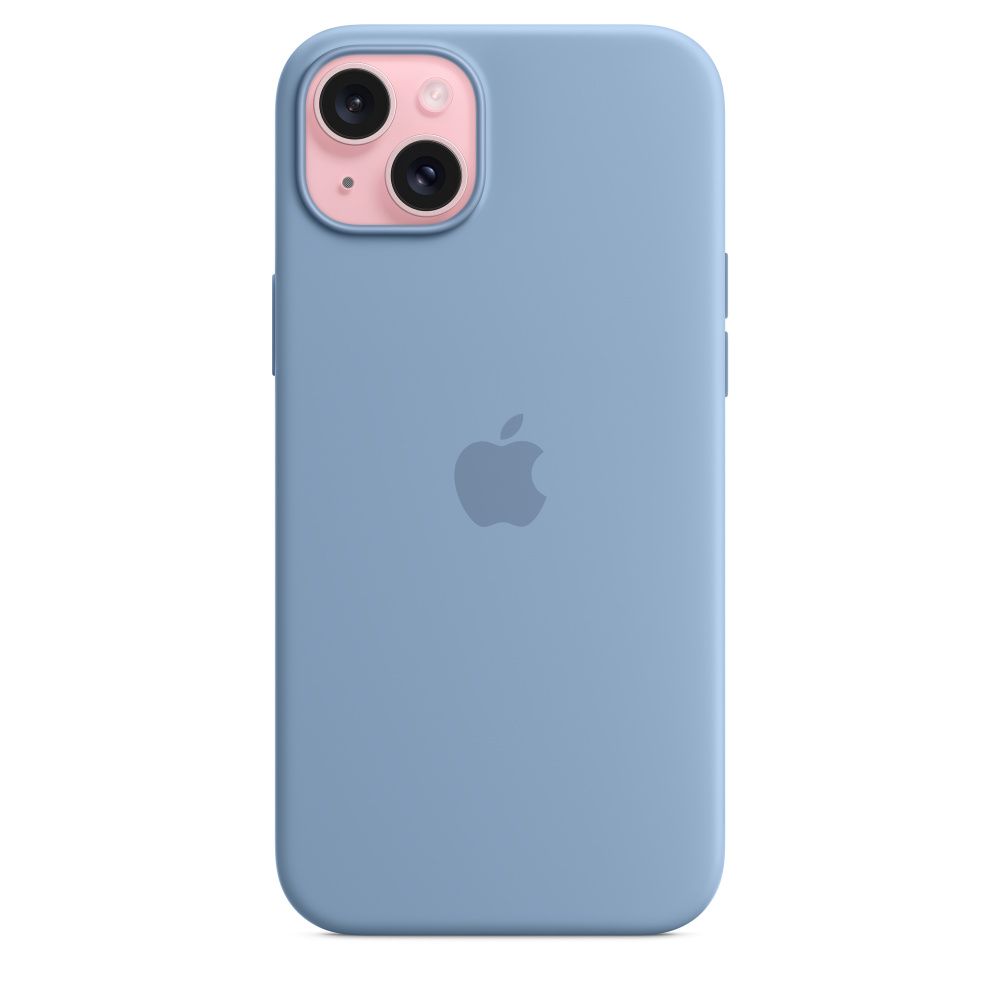 Apple iPhone 15 Plus szilikon tok MagSafe-talppal - Téli kék