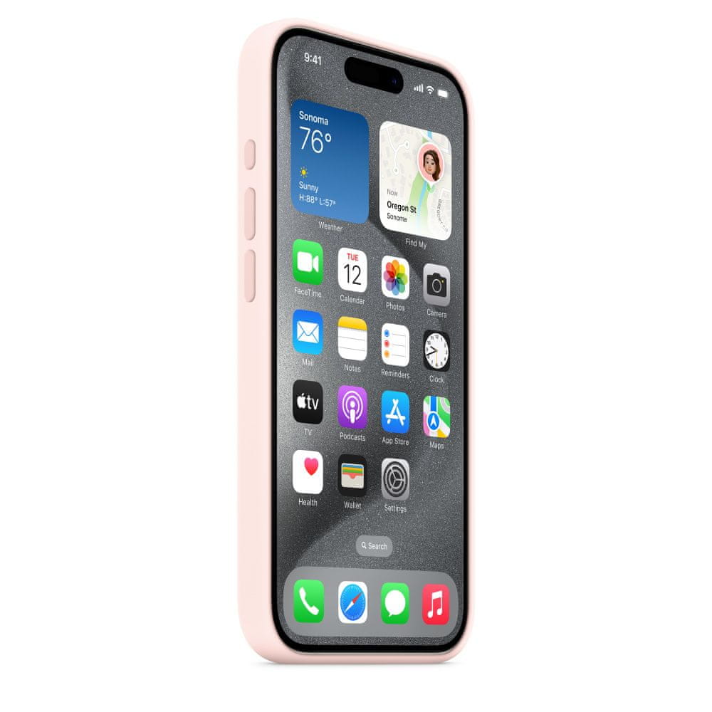 Apple iPhone 15 Pro szilikon tok MagSafe-talppal - világos rózsaszín