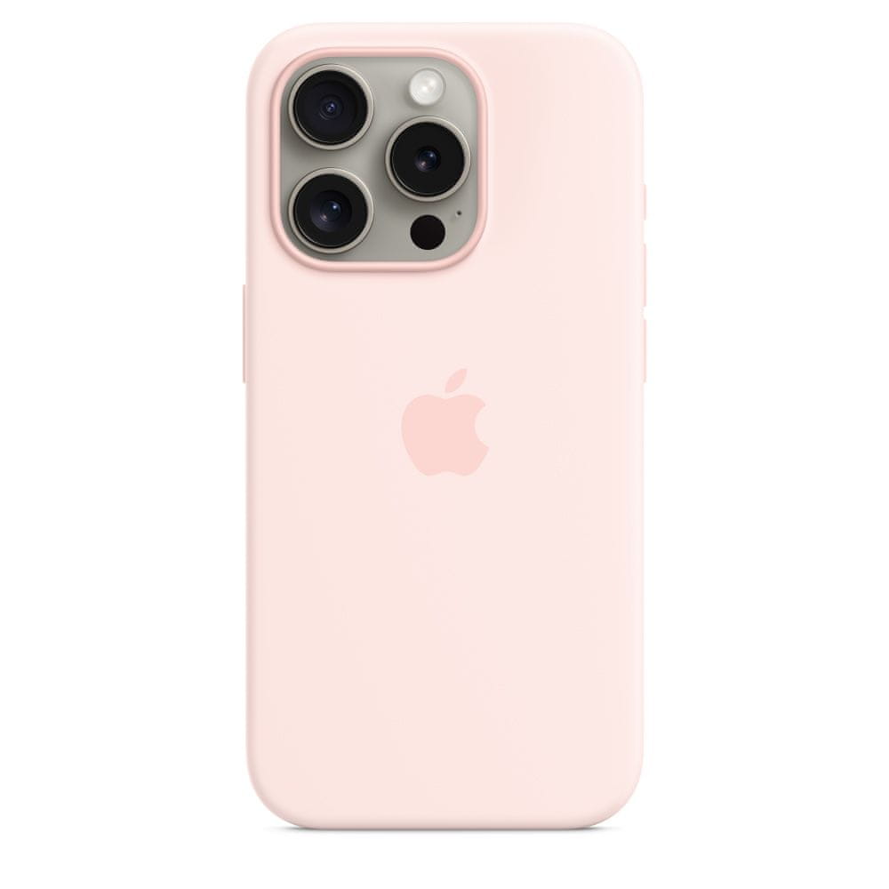Levně Apple iPhone 15 Pro Silicone Case with MagSafe - Light Pink