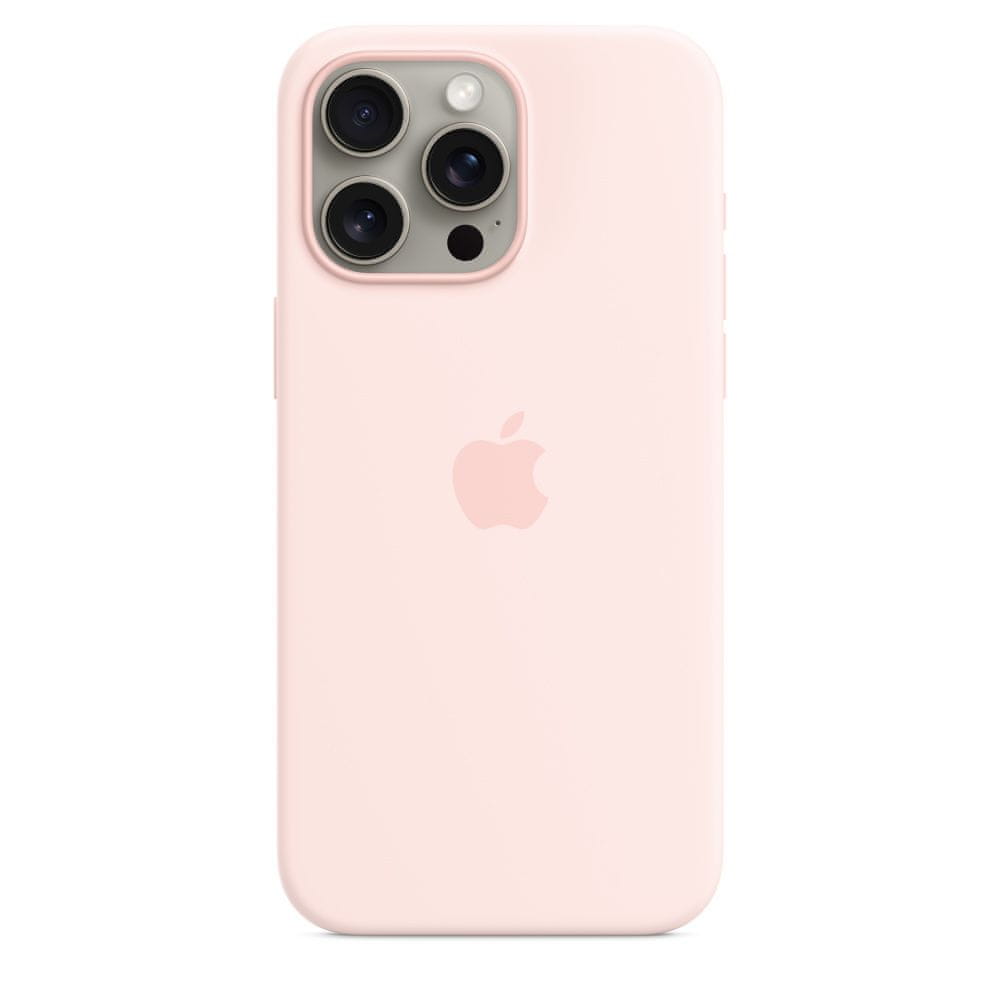 Levně Apple iPhone 15 Pro Max Silicone Case with MagSafe - Light Pink