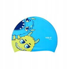 NILS Dětská plavecká čepice silikonová NQC Monster modrá
